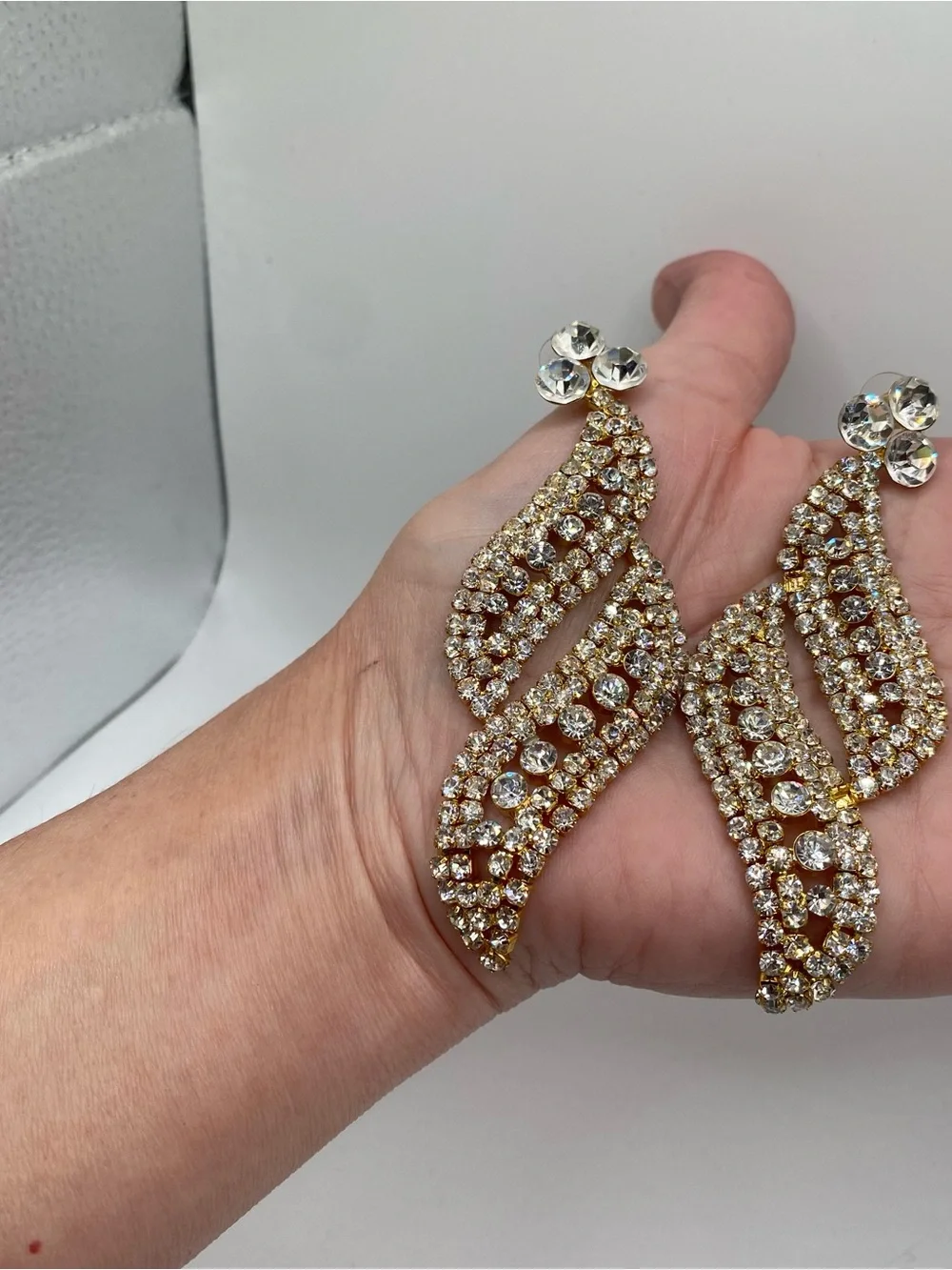 Crystal-Embellished Gold Drop Earrings - Women Jewelry